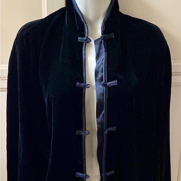 LINDA HARTMAN INTIMATES 100% silk VELVET velour size XL  button down shirt - Picture 9 of 16